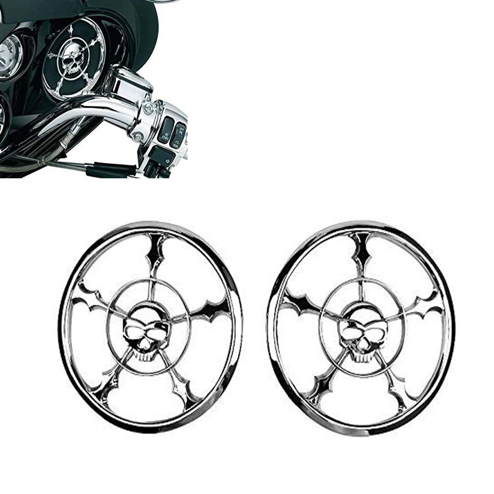 Запчасти для мотоциклов хром 5 1/2 &quot140 мм динамик череп гриль Накладка Harley Davidson