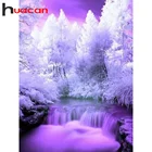 Алмазная 5D картина Huacan, полный набор для вышивки с изображением дерева и водопада, мозаика для ландшафта, декоративное украшение для дома