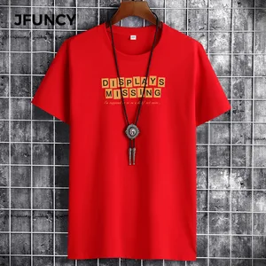 JFUNCY 2021 Summer Man Oversized T-Shirt  Fashion Letter Printed Student Loose Tshirt Plus Size Male Cotton T-Shirt Men Tee Tops