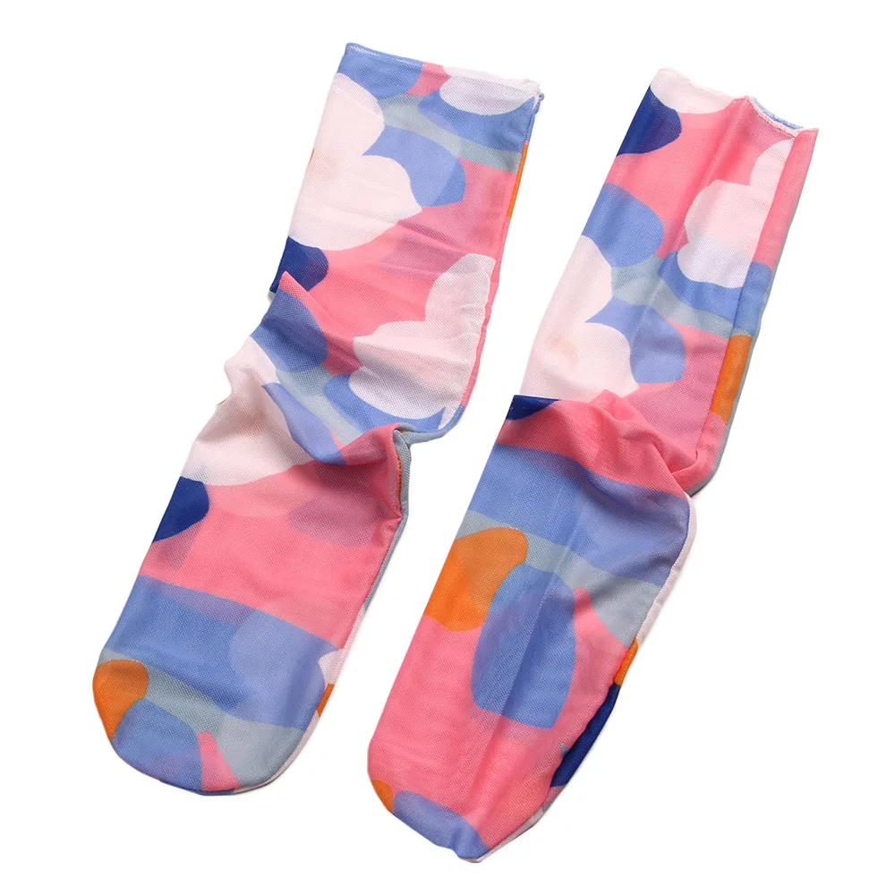 Милые носки из сетчатой пряжи с цветочным принтом для девочек кавайные в