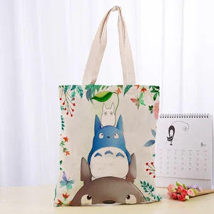 Холщовая Сумка-тоут C4115 Totoro высокого качества, модная прочная Женская Студенческая хлопковая Льняная сумка, сумки для покупок с принтом и логотипом на заказ