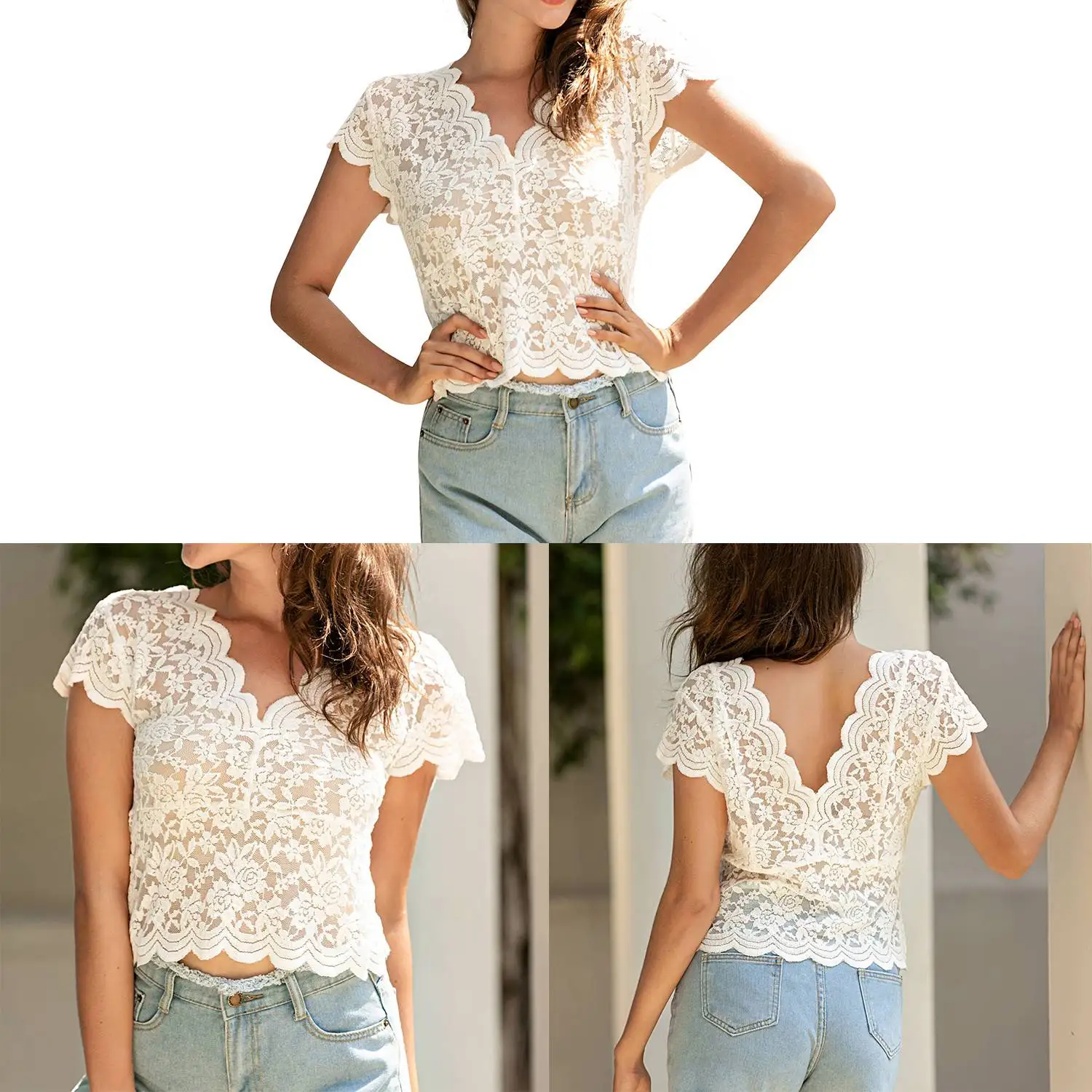 Кружевная блузка с вышивкой Женская Сексуальная рубашка летняя повседневная