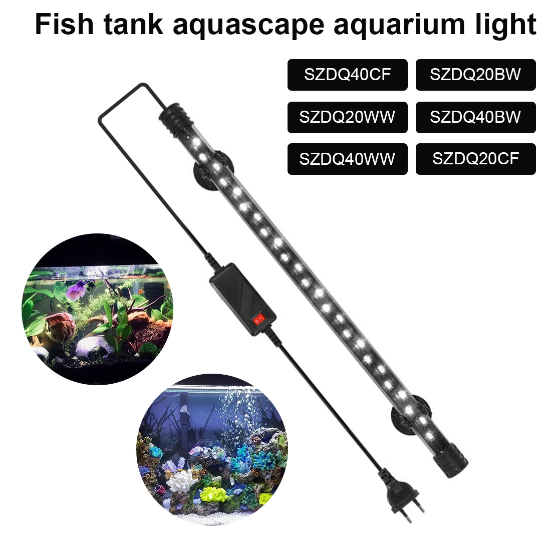 

LED Aquarium Light 220-240V Waterproof Fish Tank Light Underwater Fish Lamp Aquariums Decor Lighting Plant Lamp 18-48CM 220-240V