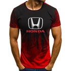 Новинка 2021, мужская летняя хлопковая Футболка с принтом логотипа автомобиля Honda, модная трендовая Повседневная дышащая Футболка с принтом Tie-Dye