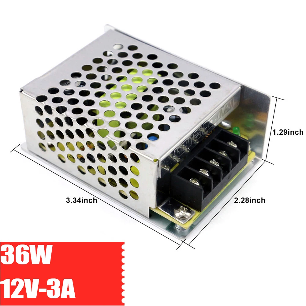 

Switching Power Supply S-36-12 AC To DC 12V Metal Shield 3A/36W LED Security Monitoring Voltage Regulator Stabilizer