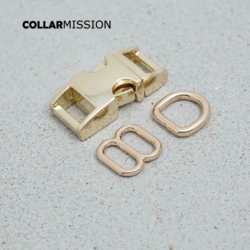 50pcs/lot(metal buckle+adjust buckle+D ring)for backpack DIY dog cat collar webbing 10mm accessory premium quality 8 Colours