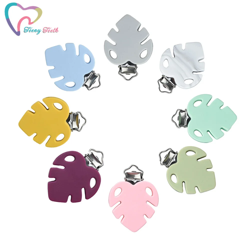 Chupete de hoja con cuentas de silicona para beb&eacute;, accesorios de dentici&oacute;n, hebilla de juguete, herramienta de abalorios DIY, 5/10/20/50 piezas-0
