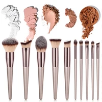 champagne travel makeup brush set professional for face make up powder foundation eyeliner eye shadow blush blending brushes kit