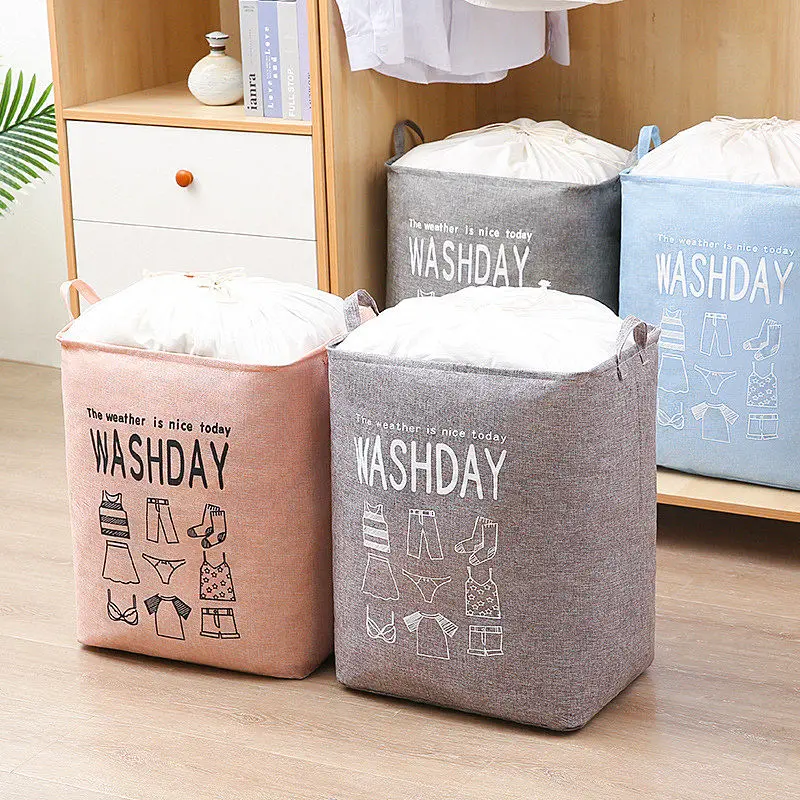 Big Mac folding storage bag cotton hemp waterproof dustproof belt drawstring moisture-proof Quilts clothe storage books basket40