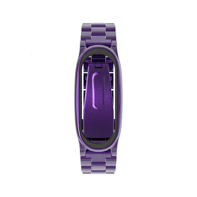 Mi Band, 4 ремешка, металлическая нержавеющая сталь для Xiao mi Band, 4 ремешка, совместимый браслет mi band4, браслеты mi Band 4 - Цвет: purple
