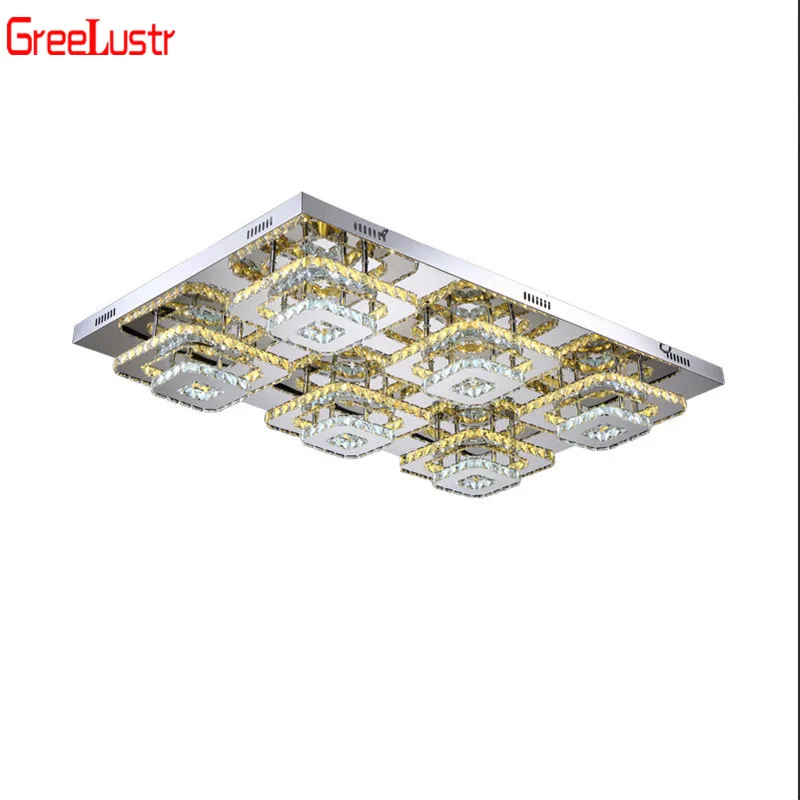 

Modern K9 Crystal Ceiling Lights Rectangle Plafonnier Stainless Steel LED Lustres for Living Room Chandelier Ceiling Fixtures