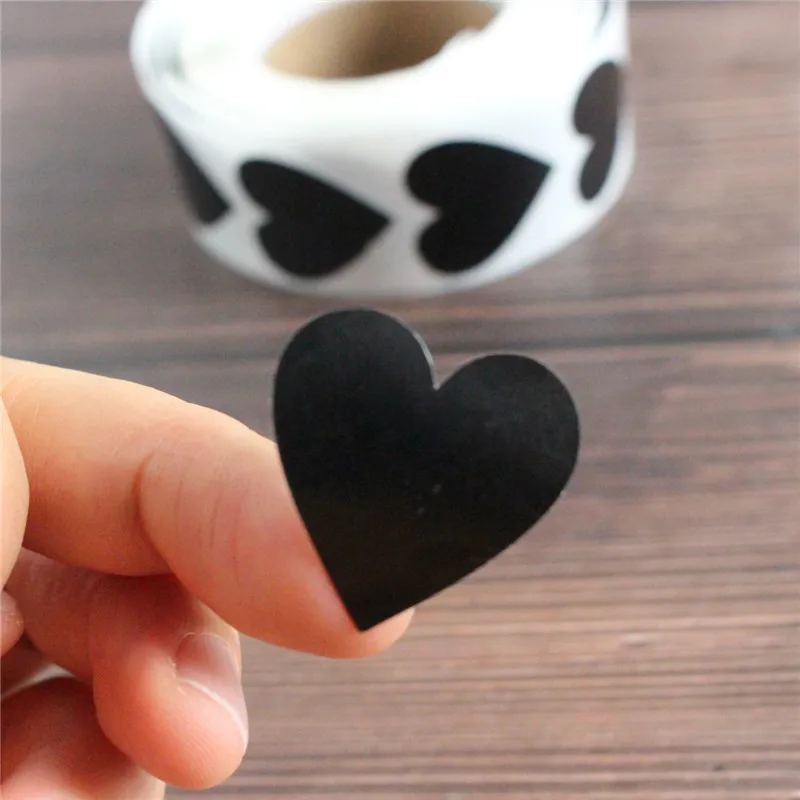 

1 inch black heart sticker scrapbook envelop seals labels supply 500pcs/roll