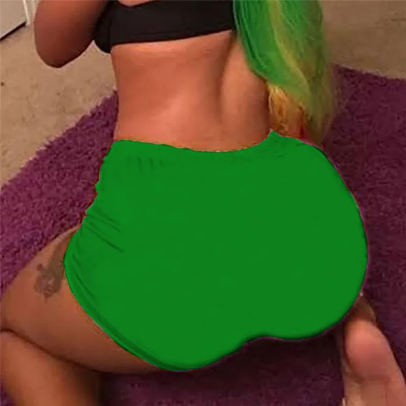 

2020 European and American ladies fashion sexy tight casual solid color shorts 579