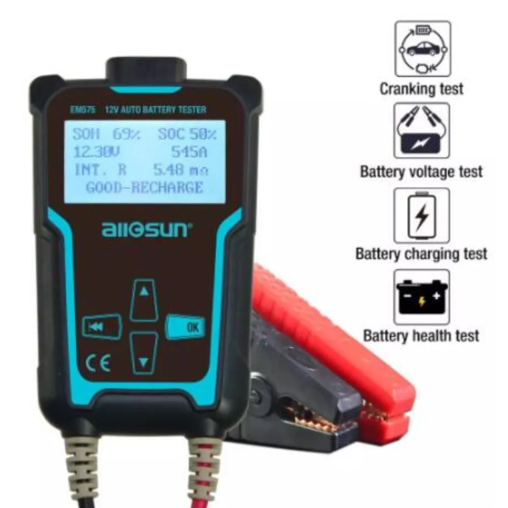 Acheheng 12V and 24V Automotive Vehicle Car Battery Tester Multifunction Check Meter Digital Analyzer Diagnostic ALL-SUN EM575