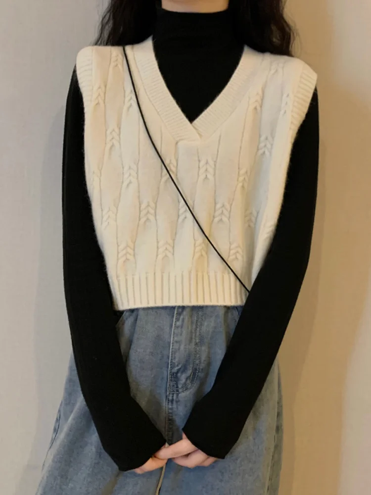 Женский короткий жилет с V-образным вырезом свободный Универсальный Тонкий Топ