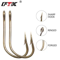 ftk high carbon steel fishing hooks 1 4 100pcs 10 40 50pcs barbed eye hook with ringed fishing accessories