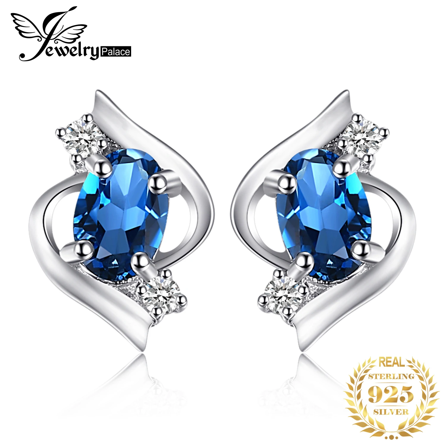 Jewelrypalace Овальный 1.1ct Природные Лондон Голубой топаз Серьги-гвоздики натуральная 925 серебро Новинка Красивые ювелирные изделия для женщин