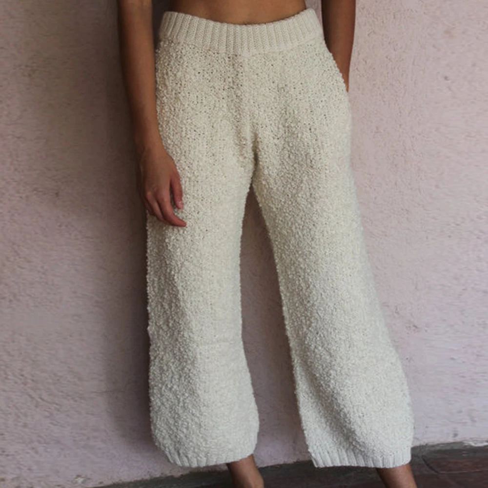 Женские укороченные брюки уличные модные Фланелевые однотонные лосины на осень