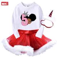 girls birthday christmas cartoon print t shirt dress 3pc kids dress sets children design your name and number christmas gifts