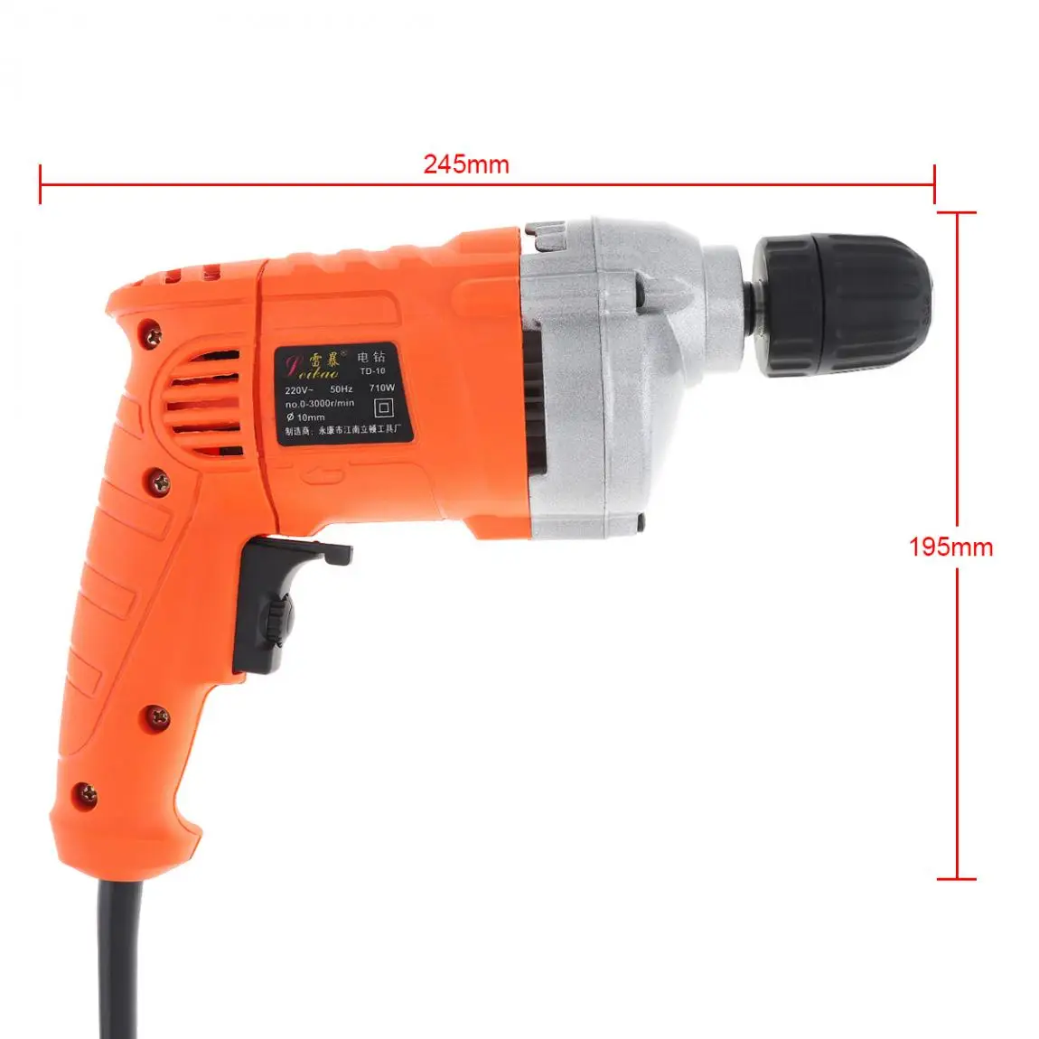 Портативная электрическая дрель 220 В 710 Вт с переключателем регулировки вращения