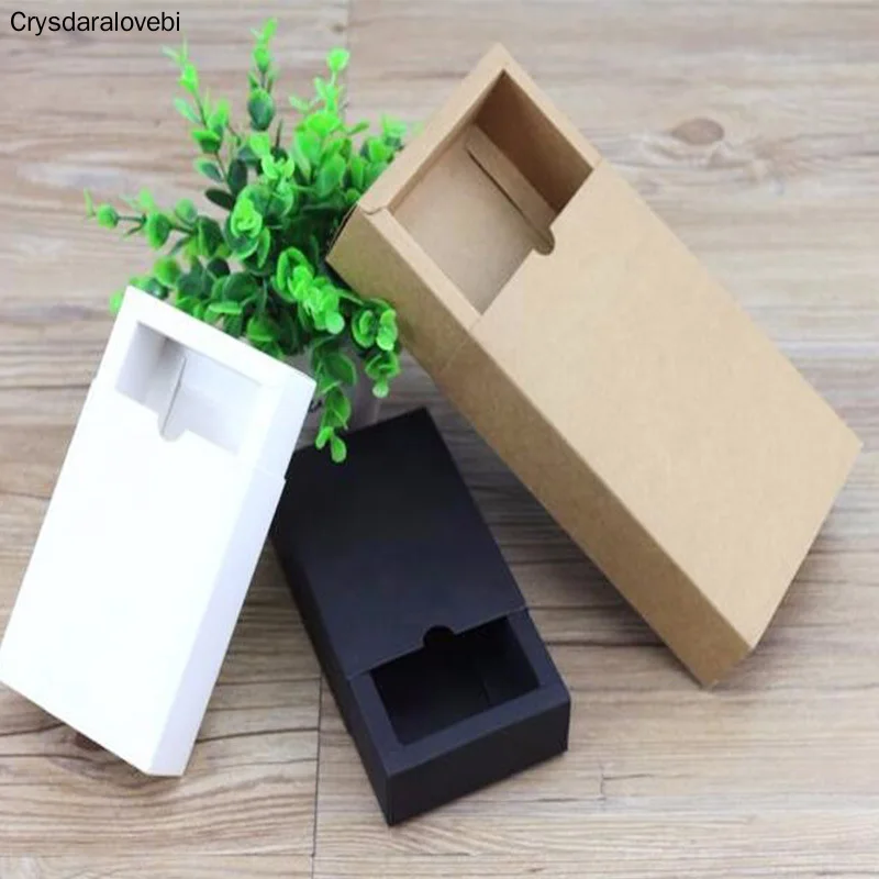 10 шт черный крафт подарочная упаковка картонная коробка черная Подарочная белый