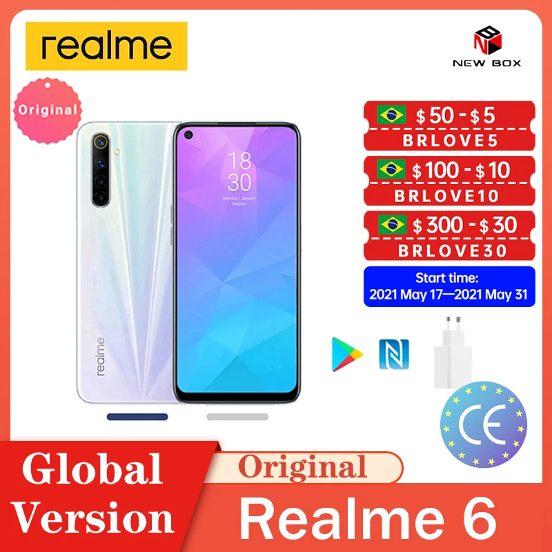 Realme 6 объемом памяти 4 ГБ/8 ГБ Оперативная память 128 Гб Встроенная смартфон 90 Гц 4300
