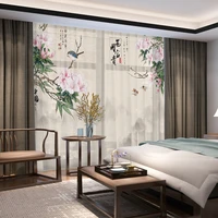 3d photo printed tulle customized leaves curtains drape panel sheer living room bedroom vintage chiffon voile organza