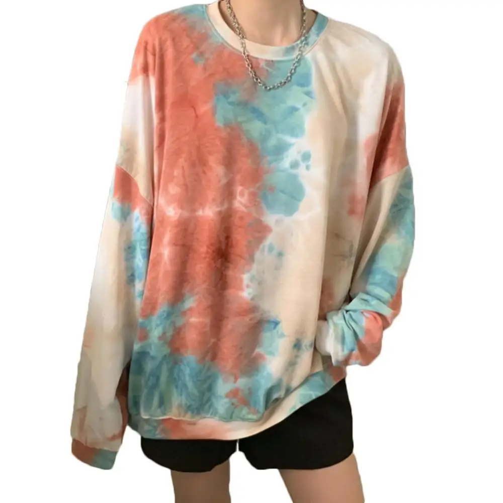 2021 New Fashion Spring Autumn Womens Hoodies Multicolor Long Sleeve Pastel Sweatshirt Female Loose Tie Dye Printed Hoodie