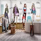 Европейский Стильный фон для девочек, 3D настенные фрески, магазин одежды, обои, магазин обуви, сумка, торговый центр, промышленный декор, Настенная бумага 3D