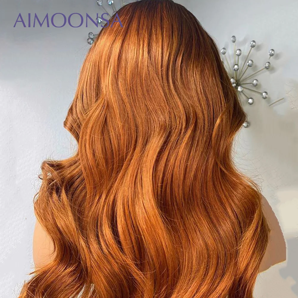 Имбирные волосы оранжевого цвета парик на сетке спереди 150% дентити волнистые 13 ×