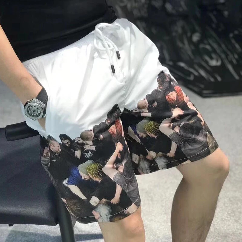 

Loldeal Beach Style Shorts Men Slim Fit Polyester Fiber Printed Straight Jersey