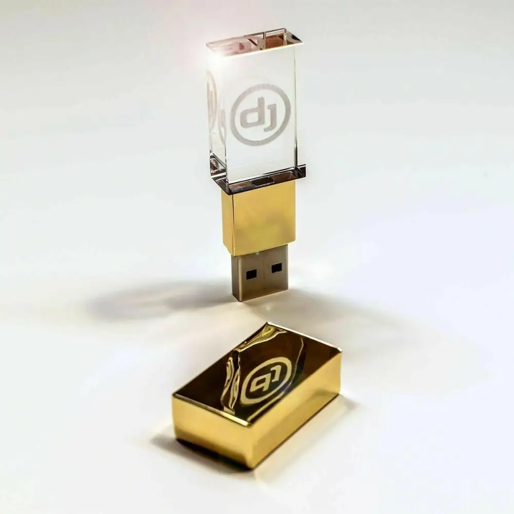 New Crystal Gold DJ Hot seller USB 2.0 Memory flash stick pen drive with box | Компьютеры и офис