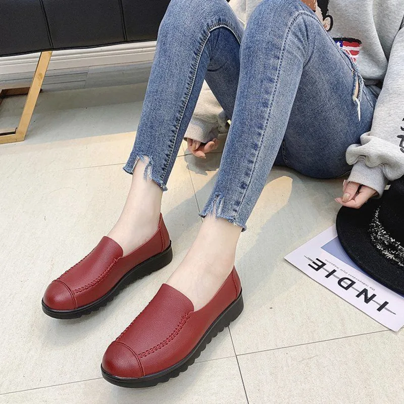 

Casual Soft Bottom Heel Shoes Woman Retro Round Head Office Women's Shoes Comfortable Non-slip Breathable Woman Shoes