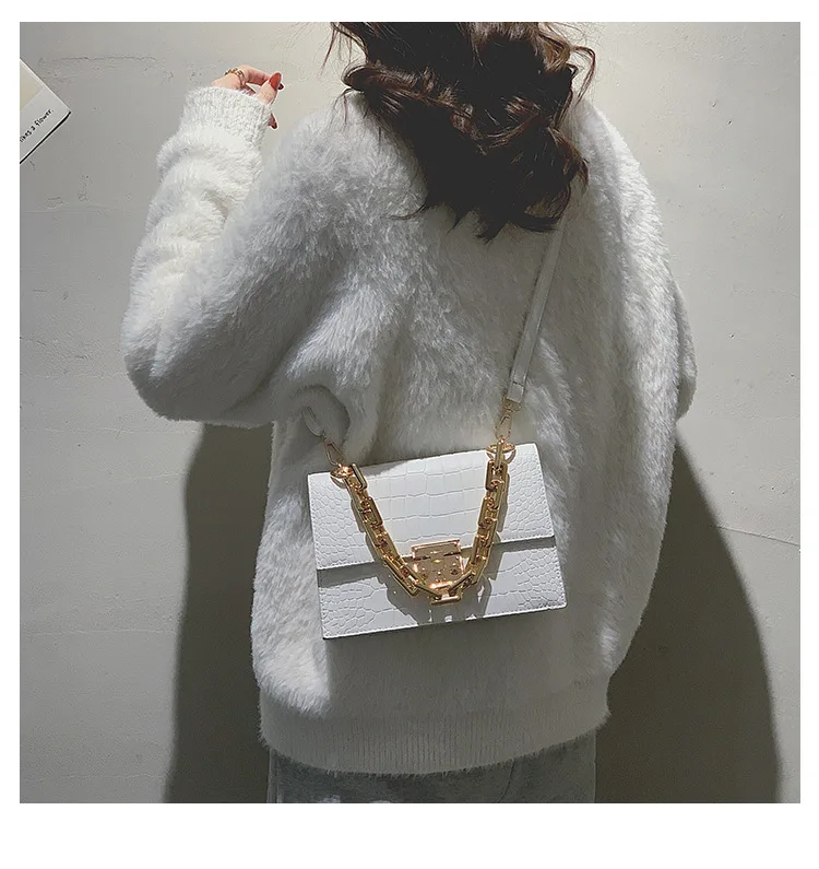 

Textured women's bags 2021 spring new fashion stone pattern small square bag chain single shoulder messenger bag