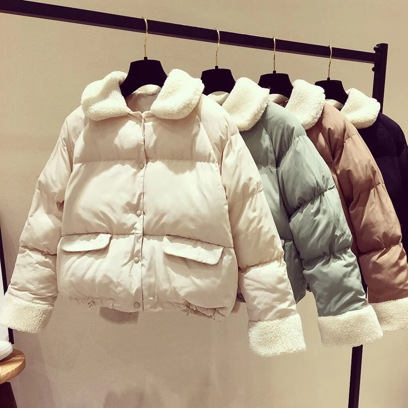 Зима Осень Повседневная Женская Корейская бежевая черная Лоскутная свободная