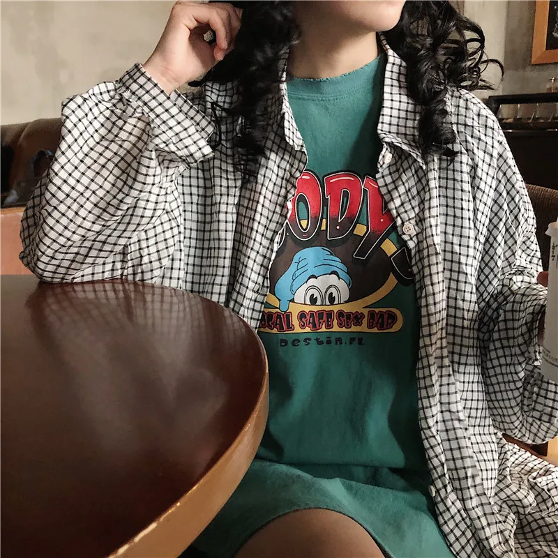 

Loose Short Sleeve T Shirt Female Trend Cartoon Print Tshirt Women 2021 New Summer Student Tops Letter Cotton O-Neck Tee Girl