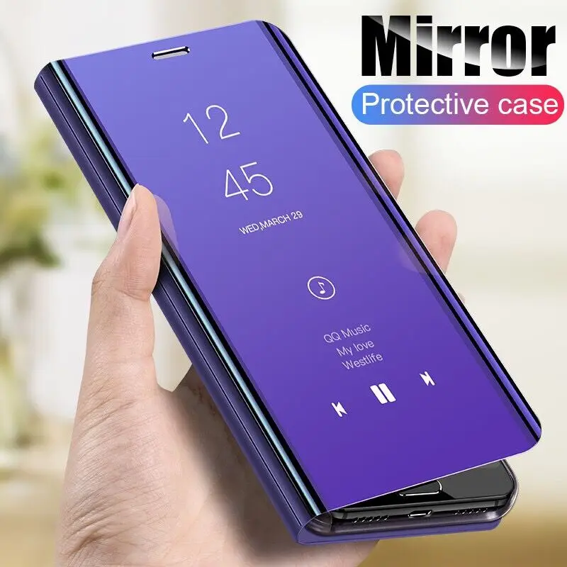 Зеркальный умный чехол для Vivo IQOO из искусственной кожи с прозрачным обзором