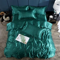 20 solid color rayon bedding sets luxury modern home textile silk duvet cover set with bed linen sheet pillow case quilt cover