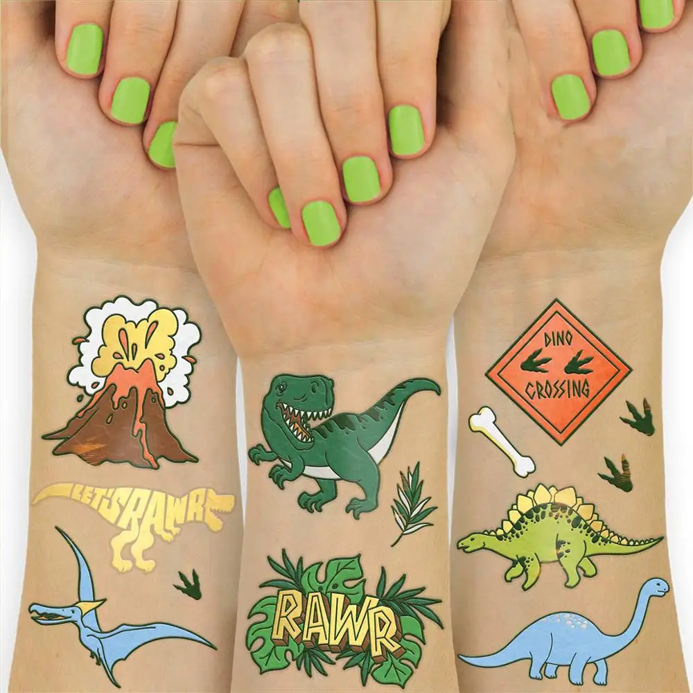 

6Sheets Dinosaur Temporary Tattoo Stickers Children Birthday's Gifts Waterproof Fake Tattoos Sticker Dinosaur Theme Party Favors