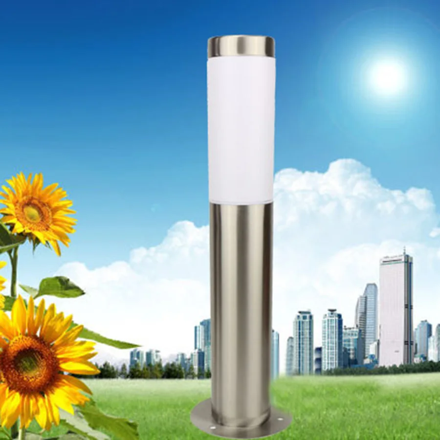 Thrisdar Outdoor Garden Pillar Light Stainless Steel Villa Landscape Street Post Light Community Road Pathway Lawn Light