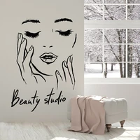 female face cosmetic wall decal makeup beauty studio vinyl wall sticker home decoration accessories for living room bedroom c860