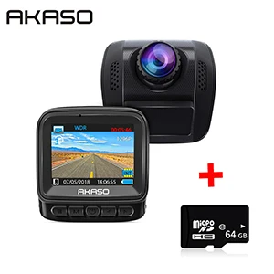 Black 64G AKASO HD Автомобильный видеорегистратор Камера V300 170 ° широкоугольный видеорегистратор для автомобилей с ночным видением g-сенсор парковочный монитор циклическая запись автомобильная камера - Название цвета: Black 64G
