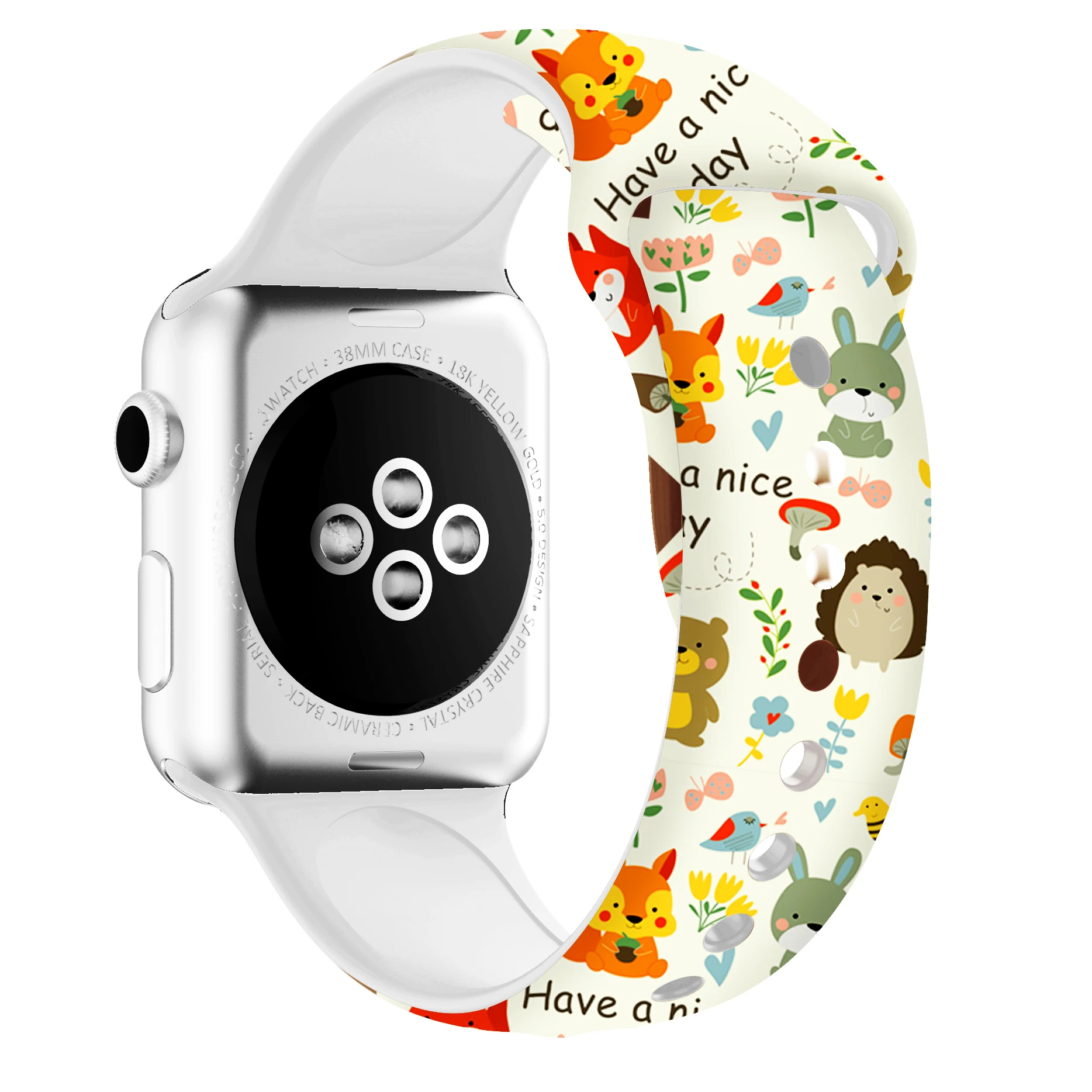 Рождественский подарок, ремешок для Apple watch 5, 4, 3, 2, 1, полосы 40 мм, 44 мм, силиконовый ремешок с цветочным принтом для iWatch Series 5, 4, 3, 2, 38 мм, 42 мм