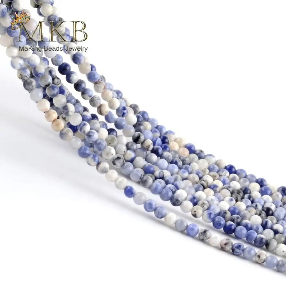 3 мм натуральный камень голубой содалит круглые бусины пространство свободные
