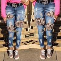 leopard patchwork push up patched jeans denim woman 2020 mom plus size harajuku skinny ripped streetwear jeans trousers pants