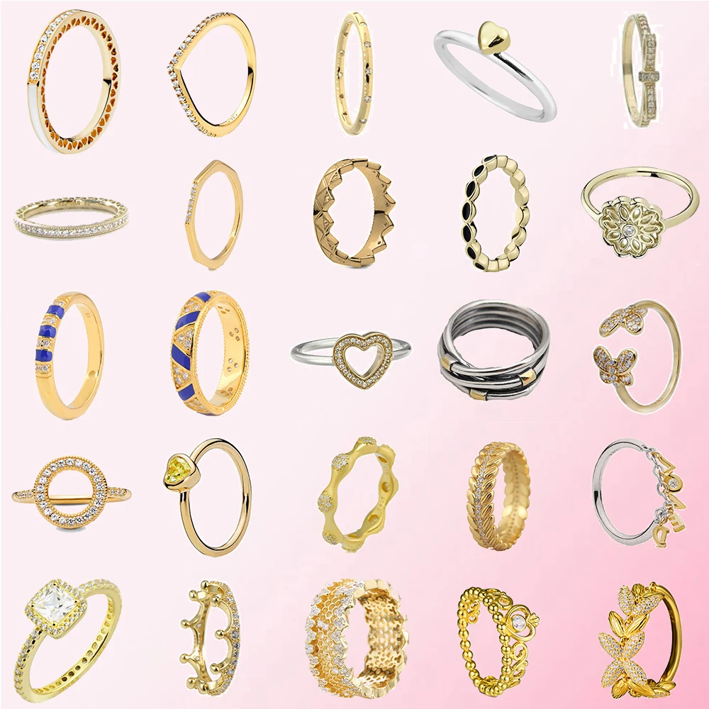 

2019 100% 925 Sterling Silver Classic Heart Shape Daisy Feather Crown Women Women Charm Gold Ring Free Shipping