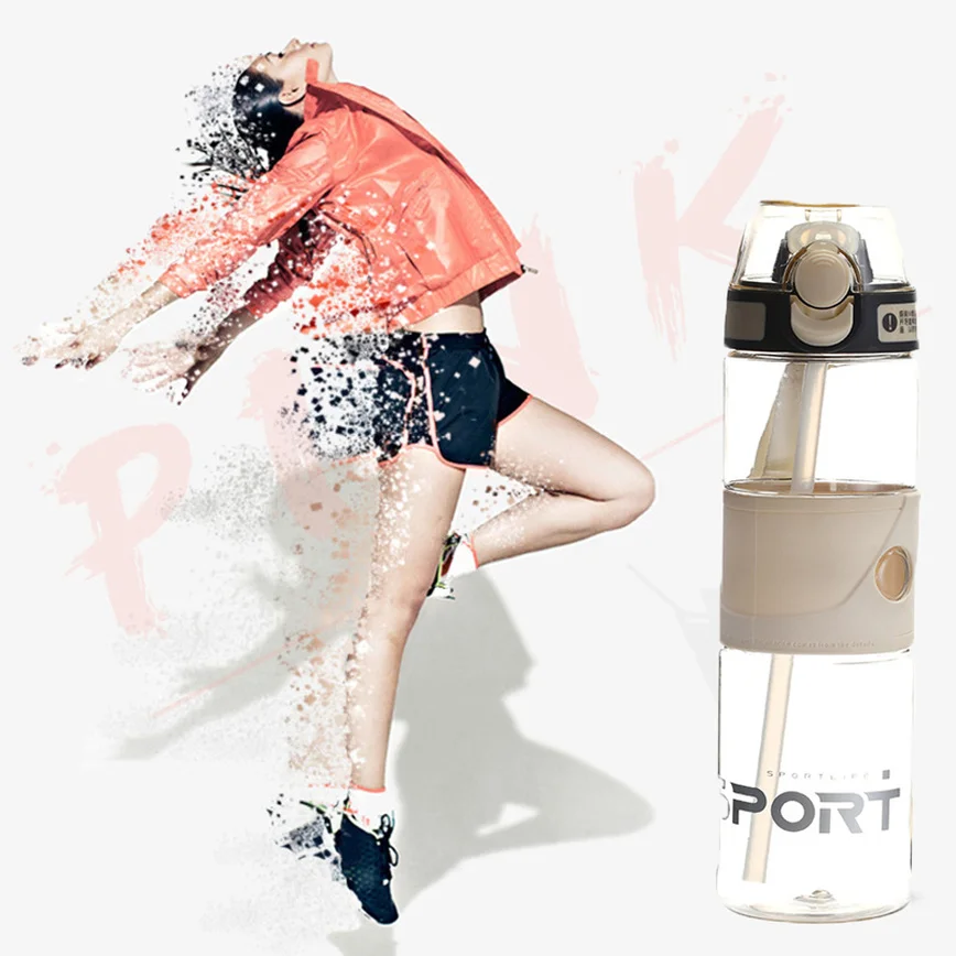 Спортивная бутылка для воды с соломенным широким ртом BPA Free Тритан пластиковый