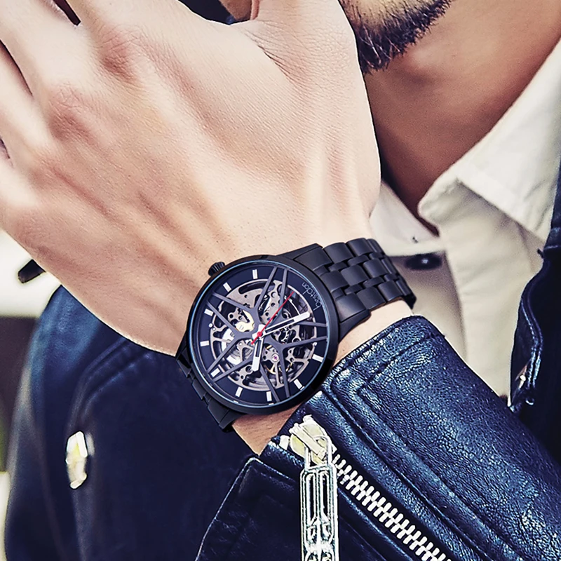 Bestdon Креативные мужские часы автоматические механические Спортивные Скелетон