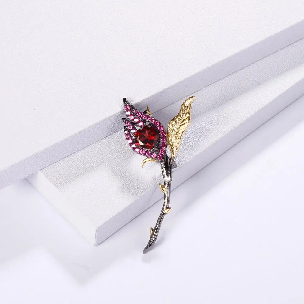 Женские броши GEM'S BALLET Black &amp 18k Gold 925 Серебряный двухцветный ручной работы с