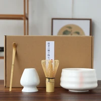 4 pieces set traditional gift set matcha matcha dust bamboo spoon ceramic bowl matcha dust holder japanese tea set